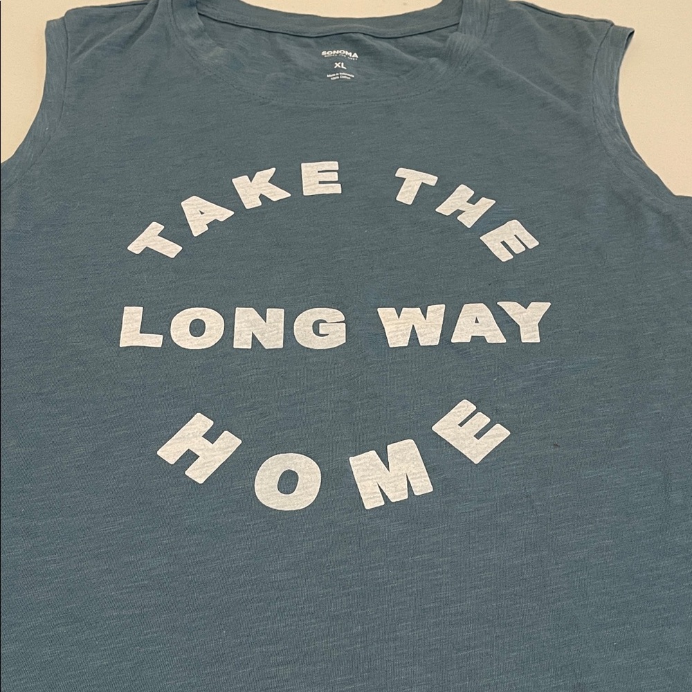 NWOT Dark Teal Muscle Tank White lettering Cotton women Summer Fun Cover Up XL - Picture 2 of 7